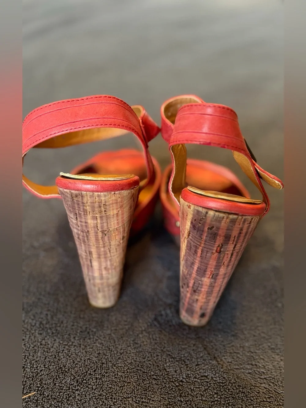 Red Ankle-Strap Wedge Sandals for Women